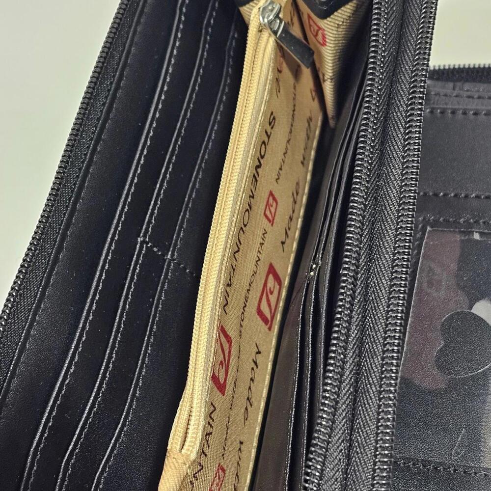 Stone Mountain Nancy Women's Wallet Black Double Zip Around - Picture 4 of 8